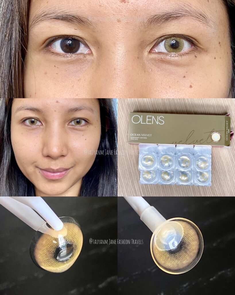 ocean velvet hazel, olens global, contact lens, review, comparison, malaysia blogger, makeup, beauty, influencer, asian model, korean makeup, korean skincare, travel, fashion, tauyanm