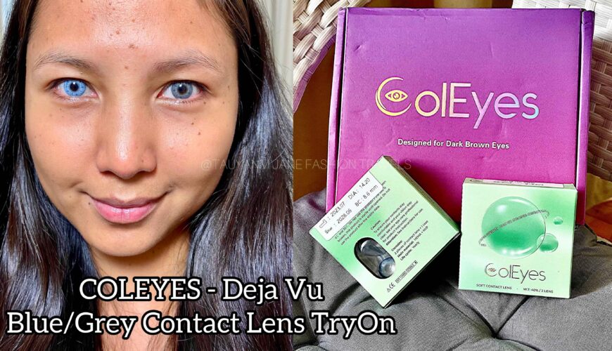 coleyes, dejavu, blue, gray, contact lens, malaysia blogger, kol, influencer, youtuber, beauty blogger, try on, review, comparison, contact lens for dark brown eyes, tauyanm,
