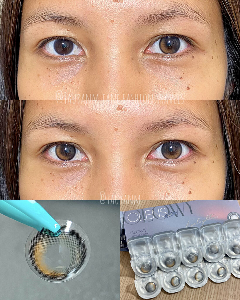 new jeans contact lens, olens global, glowy black eyelighter, review try on haul, filipino malaysia australia, kol blogger influencer, youtuber vlog,blog,glowy black eyelighter
